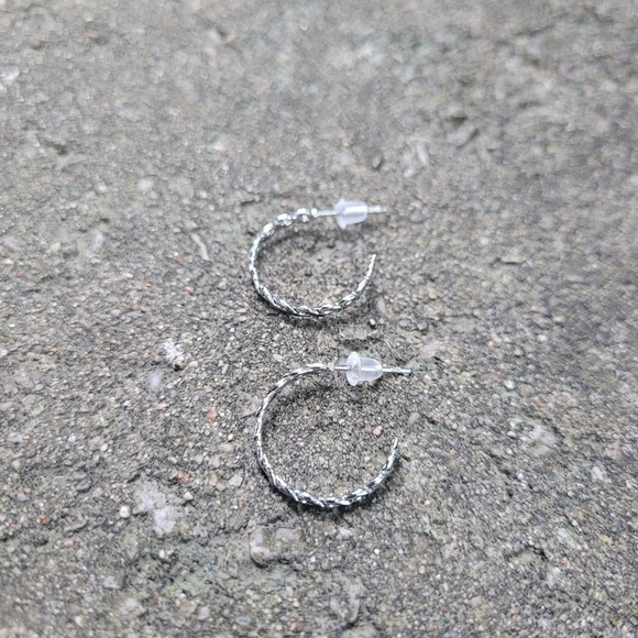 2 for $14! Silver Hoop Earrings NWOT - Picture 2 of 2